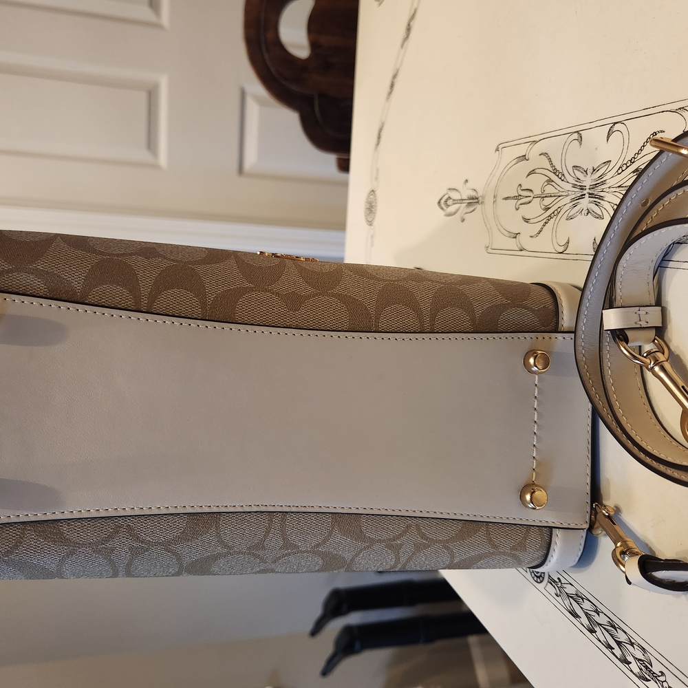 Coach Brown and Cream Satchel with Signature Monogram New Without Tags - Picture 6 of 6